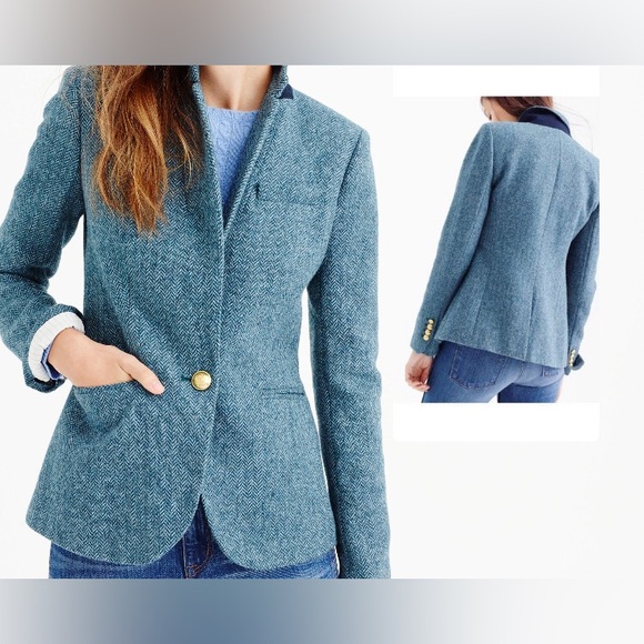J. Crew Jackets & Blazers - J.Crew Wool Luxury Moon Campbell British Herringbone Tweed Gold Button Jacket